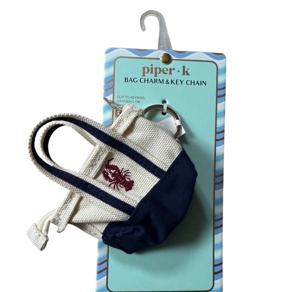 Mini Canvas Tote Reb Lobster Blue Base Charm Bag Key Chain NWT